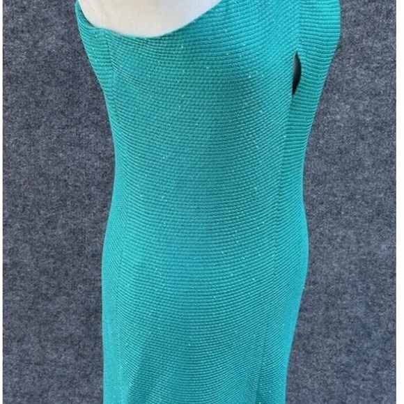 St. John Collection - Blake Knit Crossover Dress - Lagoon Green - Picture 3 of 5